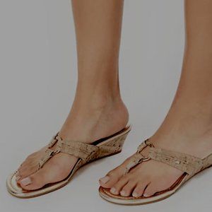 LILLY Pulitzer McKim Wedges CORK sandal thong -Never worn!